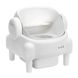 ECORUI Self - Cleaning - Litter Box Open Top Automatic with App Control for Multiple Cats Safety Sensors Protection Cream White 16.5"x16.5" Entrance 10.5L Compartment