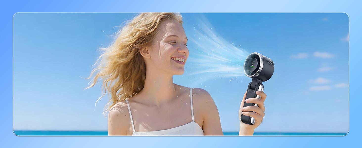 Portable Handheld Turbo Fan, 5-Speed Rechargeable Personal Fan with Up to 13H Runtime, 3-in-1 Mini Cooling Fan for Travel, Commute & Daily Carry,versatile use