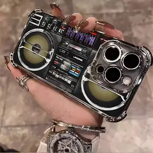 Mechanical Audio Speaker Cool Luxury Man Pattern Aesthetic Electroplated TPU Casing For iphone 16 15 14 13 12 11 X XS PRO PLUS MAX Four Corners Anti-Fall Soft Silicone Gift Shockproof Protection Anti-Drop Protective Protector Phone Cases Shell Cover