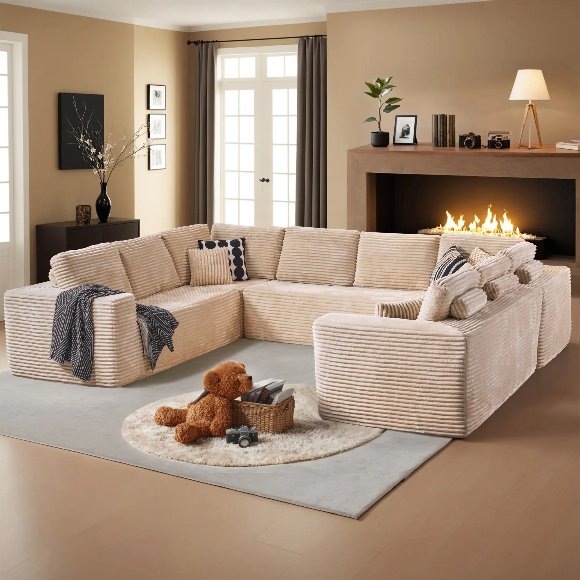 Beige Plush Corduroy