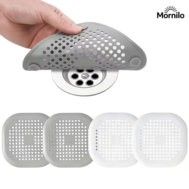 4pcs Anti-Clog Silicone Drain Strainers, Shower Drain Hair Catcher for Bathtub, Bathroom Sink & Kitchen Sink,Reusable Hair Trap, Easy Clean Drain Protector, Pipe Blocker, Home Cleaning Essentials, Bathroom Must Haves, Kitchen Gadgets, Viral Cleaning