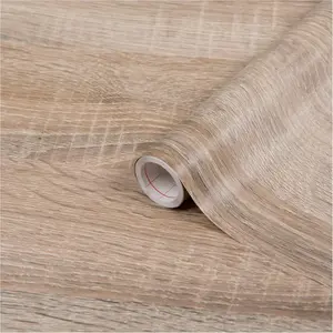 Light Wood Grain Self-adhesive Film, Waterproof & Removable Wallpaper, Decorative Vinyl Film for Kitchen, Countertops, Cabinets, Peel and Stick Wallpaper Designs, Wall Panel Molding