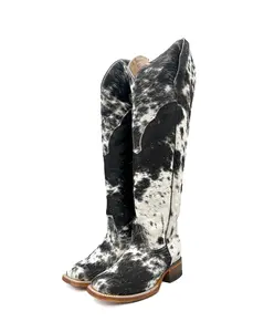 Cowboy Boot Cowhide Tall Square Toe