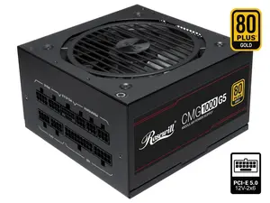 Rosewill CMG5 1000W, ATX 3.0 & 3.1 Compatible, 80+ Gold 1000W Full Modular Power Supply, PCIe 5.0 600W 12V-2x6 Connector, 100% Japanese Capacitors, 120mm FDB Fans - CMG1000G5