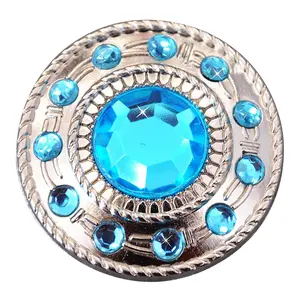 HILASON Western Screw Back Turquoise Rhinestone Crystal Concho w/ Rope Edge