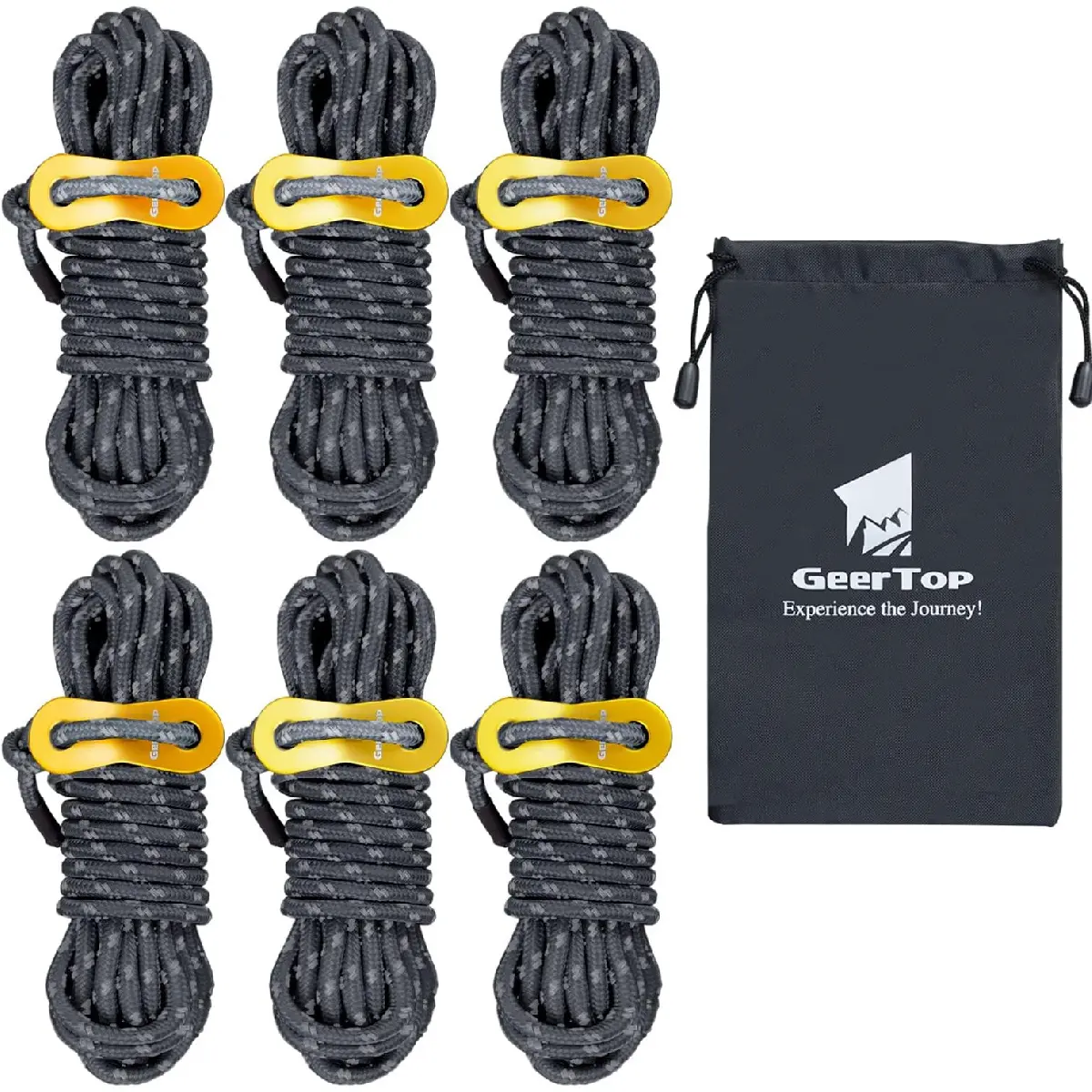 GEERTOP 6 Pack Reflective Guy Lines 4 mm Tent Cords for Camping, Hiking, Backpacking and Travel