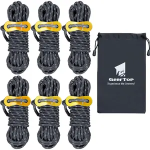 GEERTOP 6 Pack Reflective Guy Lines 4 mm Tent Cords for Camping, Hiking, Backpacking and Travel