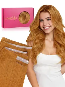 WENNALIFE Butterfly Weft Hair Extensions Human Hair, Genius Weft Hair Extensions Jet Black Add Volume and Length Real Human Hair Reusable Invisible Sew in Extensions