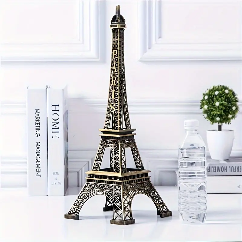 Vintage Bronze Alloy Eiffel Tower Statue - 1Pc Metal Tabletop Decor, Elegant Large Home Ornament for Holiday Use