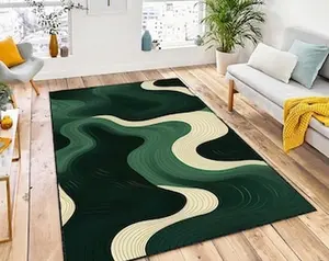 Green Landscape Abstract Rug, Abstract Green Wave Rug, Modern Design, Minimalist Rug, Living Room Rug, Area Modern Home Decor, Kitchen Rug,aesthetic room rug, rugs for room men, cool rugs, hypebeast rugs, shoes off rug "