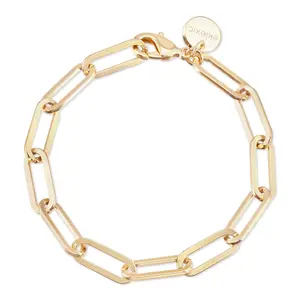 Large Elongated Link Chain Bracelet - Elegant Design with Gold Finish and Secure Clasp