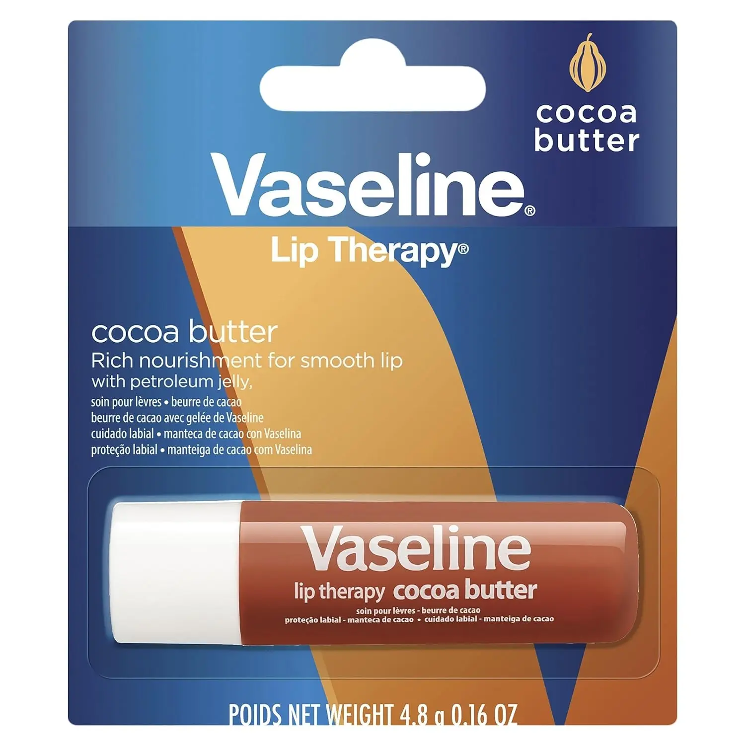 Vaseline Cocoa Butter Lip Therapy Stick, 4.8g Non-Alcoholic Hydrating Moisturizer for Dry Lips - Non-Alcoholic, Dehydrated, Moisture, Conditioning Treatments, Dehydrated Lip Treatments