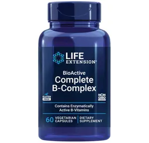 Life Extension BioActive Complete B-Complex, Heart, Brain and Nerve Support, Healthy Energy, Metabolism, Complete B Complex, 60 Vegetarian Capsules