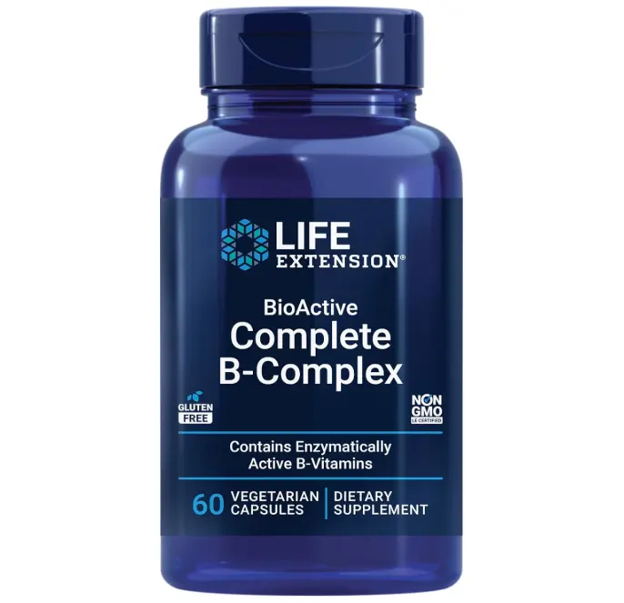 Life Extension BioActive Complete B-Complex, Heart, Brain and Nerve Support, Healthy Energy, Metabolism, Complete B Complex, 60 Vegetarian Capsules