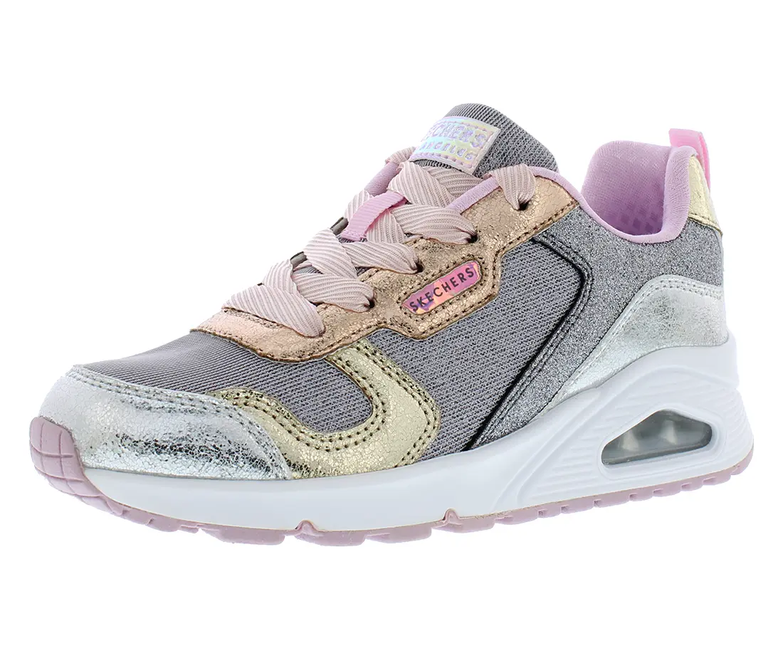 Skechers Boys' Uno-Metallic Remix Kids' Low-Top Synthetic Sports Sneakers - Round Toe, Lace-Up Design with Bold Metallic Shine for Stylish Play, No