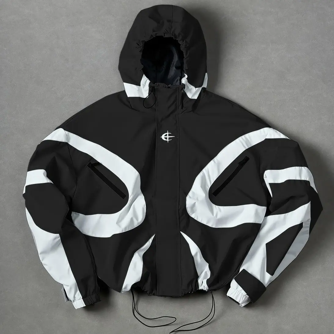 Functional hooded long-sleeve jacket | Color-blocked aesthetic trench coat for spring, unisex main model