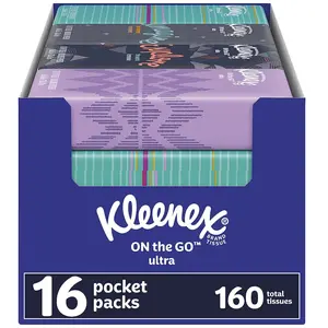 Kleenex® 3-Ply Pocket Packs Facial Tissues (16 Packs of 10 tissues)