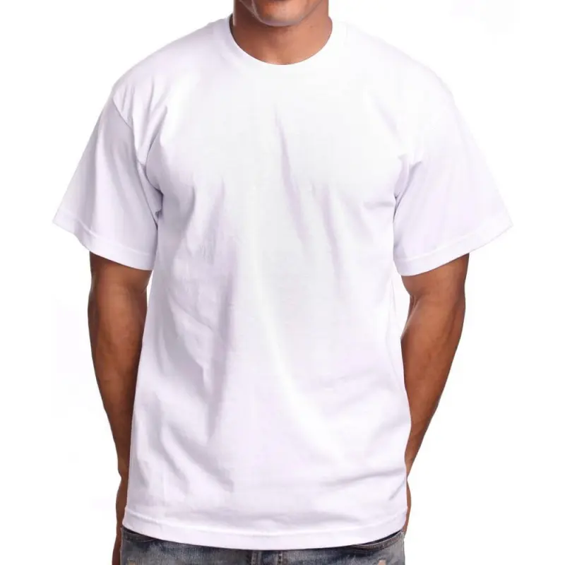 Men's Super Heavy Cotton T-Shirt, Plain Casual Shortsleeve Round Neck with a Reinforced Stretchable Collar and Tight-Fitting Neck