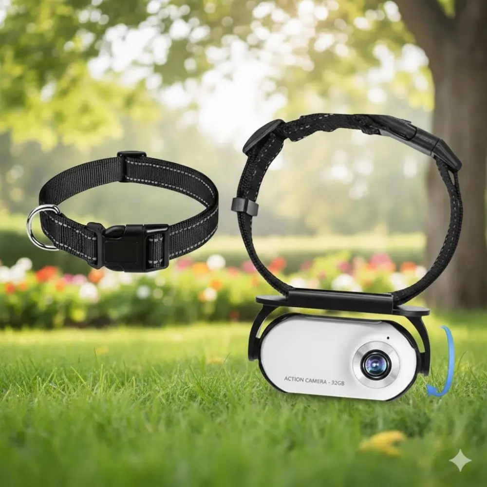 1080P HD Pet Camera, Mini Wireless Action Cam, Waterproof & Shockproof for Indoor/Outdoor Use, Dog & Cat Behavior Tracker, Portable Wearable Pet Monitor, Adventure Cam for Training & Safety