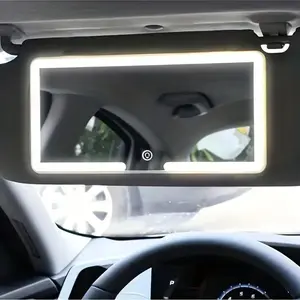 Car Sun Visor Mirror, Rechargeable LED Light Car Sun Visor Mirror, Adjustable Brightness Mirror, Touch Screen Mirror for Car Truck SUV
