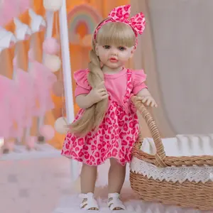 TopLink  55cm Full Body Soft Vinyl Reborn Baby Girl Doll Lifelike 22inch Princess Toddler Long Hair Doll Toy Bebe Birthday Gift for 3+ Children Soft Weighted Dolls Dolls Gifts