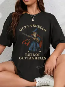 100% Cotton Outta Spells But Not Outta Shells Wizard Fantasy Meme T-Shirt