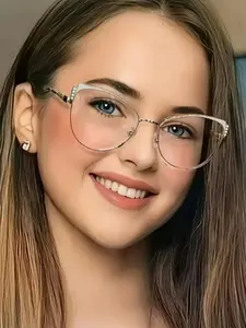 Metal Cat Eye Anti- Light Glasses for Men and Women, Sparkling Design, Perfect for Travel, Reading, and Daily Use, Fashionable Frames Glasses