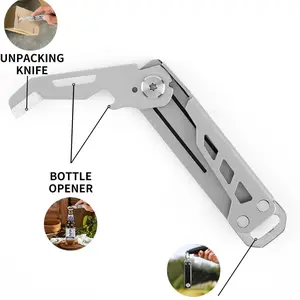 Outdoor Multifunctional Box Opener Knife, Foldable Small Pocket Knife, Portable Bottle Opener Keychain, Mini Carry-On Tool
