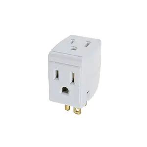 Leviton Grounded Triple Cube Outlet Adapter, White