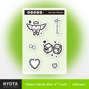 NYOTA Waterless Instant Tattoo Sticker - Bet on love 5x7 Inch Temporary Tattoos - 12 Stickers Included