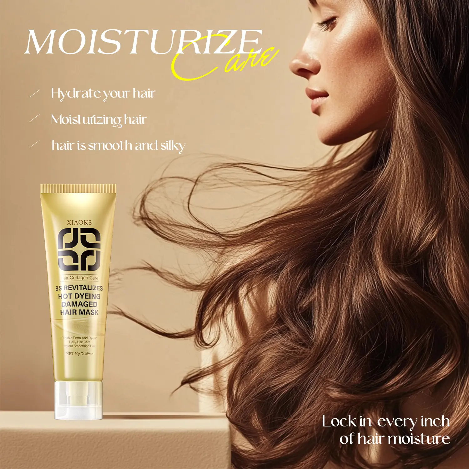 XIAOKS 8S Revitalizes Hot Dyeing Damaged Hair Mask - Salon - Class Hair Collagen Care Intense Nourishing Treatment Haircare castoroil hairgrowthoil batanahairoil olive oil hair relaxer box fermented rice water forchic's hair growth Repair