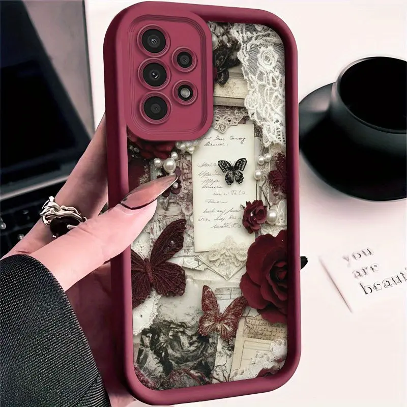 Fashion Flowers Islamic Pattern Silicone Phone Case for Samsung Galaxy S24+ S25 S23 S22 S21 Ultra FE, Shockproof Durable Protective Soft TPU Cover with Full Camera Lens Protector, 2D Printed Mobile Accessory Gift (Compatibility & Fit Guaranteed)