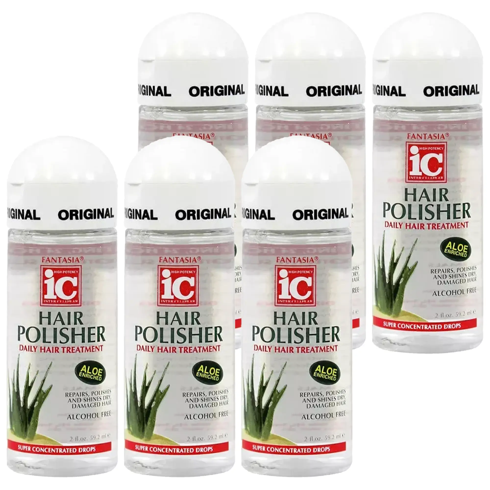 Fantasia IC Hair Polisher Aloe Serum, 2 oz Traveler Size Haircare Product -  Lightweight, Alcohol-Free, Anti-