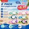 Aegend Unisex Kids Waterproof Pool Goggles 2-Pack (Cyan-Blue & Purple Pink New) - 100% Soft Silicone, Adjustable Buckle, Snug Seal, Wide Anti-Fog UV Lens, Swim Glasses for Toddler Underwater Sports Eyewear