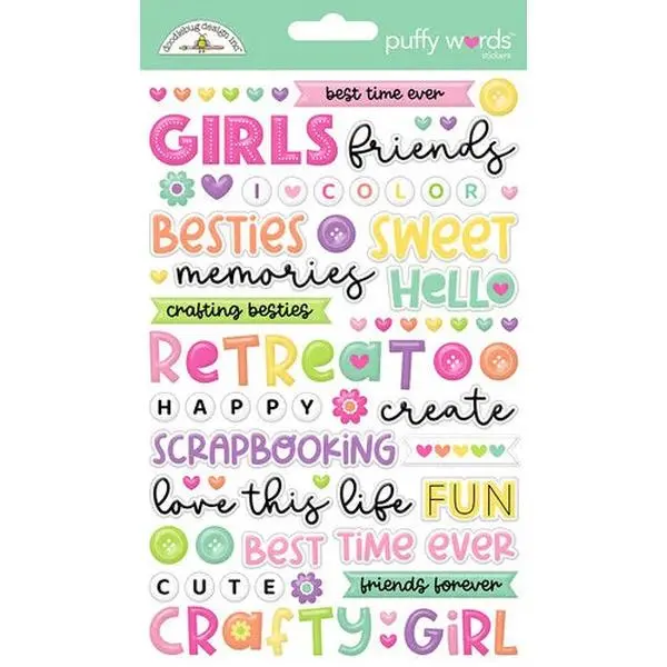 Doodlebug Design - Color Me Crafty Collection - Puffy Stickers - Words