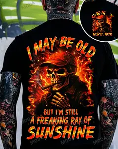 Chaosmoda Generation X I May Be Old But I'm Still A Freaking Ray Of Sunshine Custom Year Skull T-shirt