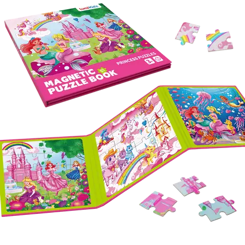 [allDealsForYou] LUMIKIDZ Preschool Early Learning Magnetic Activity Book, 3 SummerVibes Themes, 3-Fold Design, 20 Magnets Per Page, 60 Pieces, Cognitive Learning Resource, Portable Homeschool Classroom Material for Ages 2-7