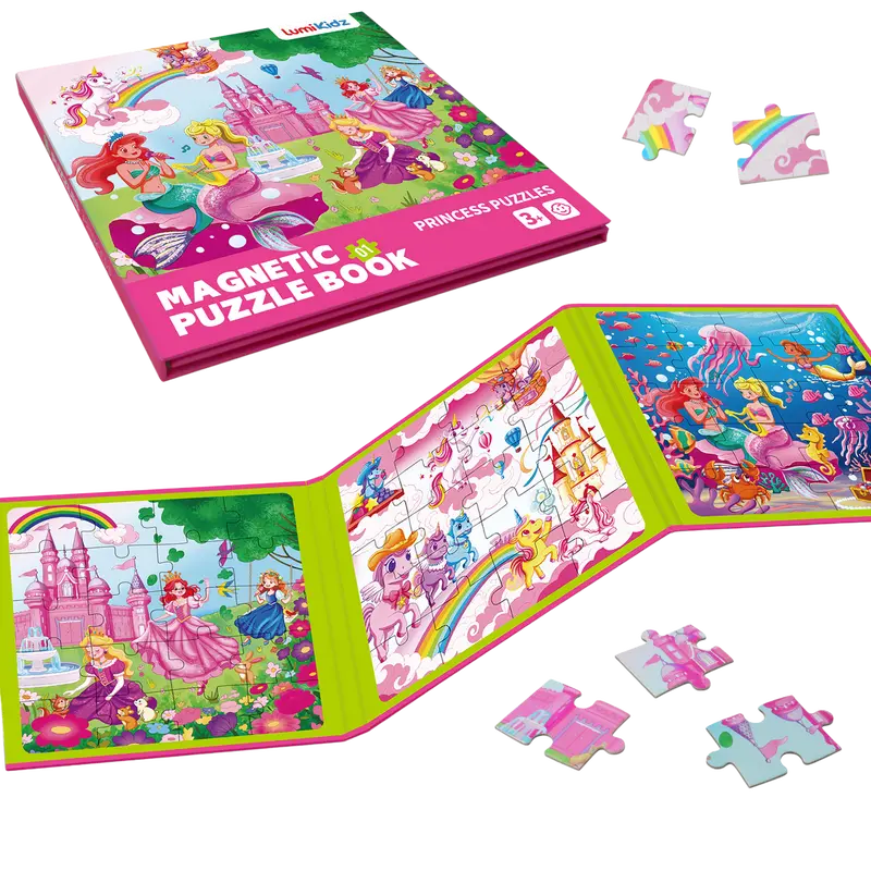 [allDealsForYou] LUMIKIDZ Preschool Early Learning Magnetic Activity Book, 3 SummerVibes Themes, 3-Fold Design, 20 Magnets Per Page, 60 Pieces, Cognitive Learning Resource, Portable Homeschool Classroom Material for Ages 2-7