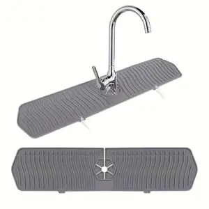 24in Kitchen Sink Splash Guard & Faucet Mat! Drip Catcher Tray + Multipurpose Dish Drying Mat & Sponge Holder - Perfect Kitchen Countertop Protector Too!
