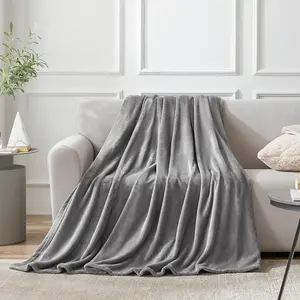 Cozy Fleece Throw Blanket, Gray Flannel 50" x 60", All Ages