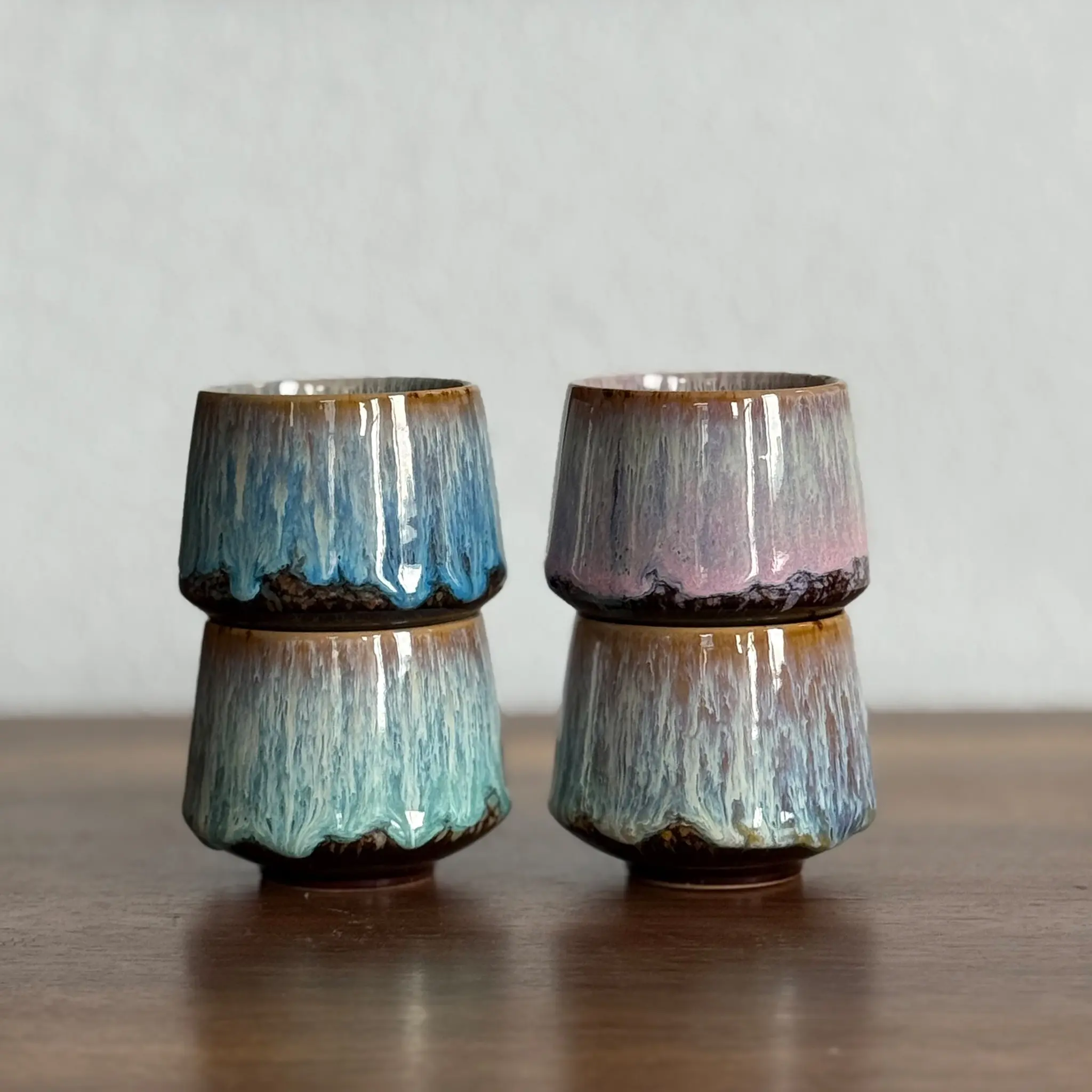 Handmade Kiln Glaze Ceramic Tea Cups, Wabi Sabi Gradient Aesthetic Pottery Mugs, Unique Artisan Stylish Drinkware For Home Tea & Coffee Lovers Gift!