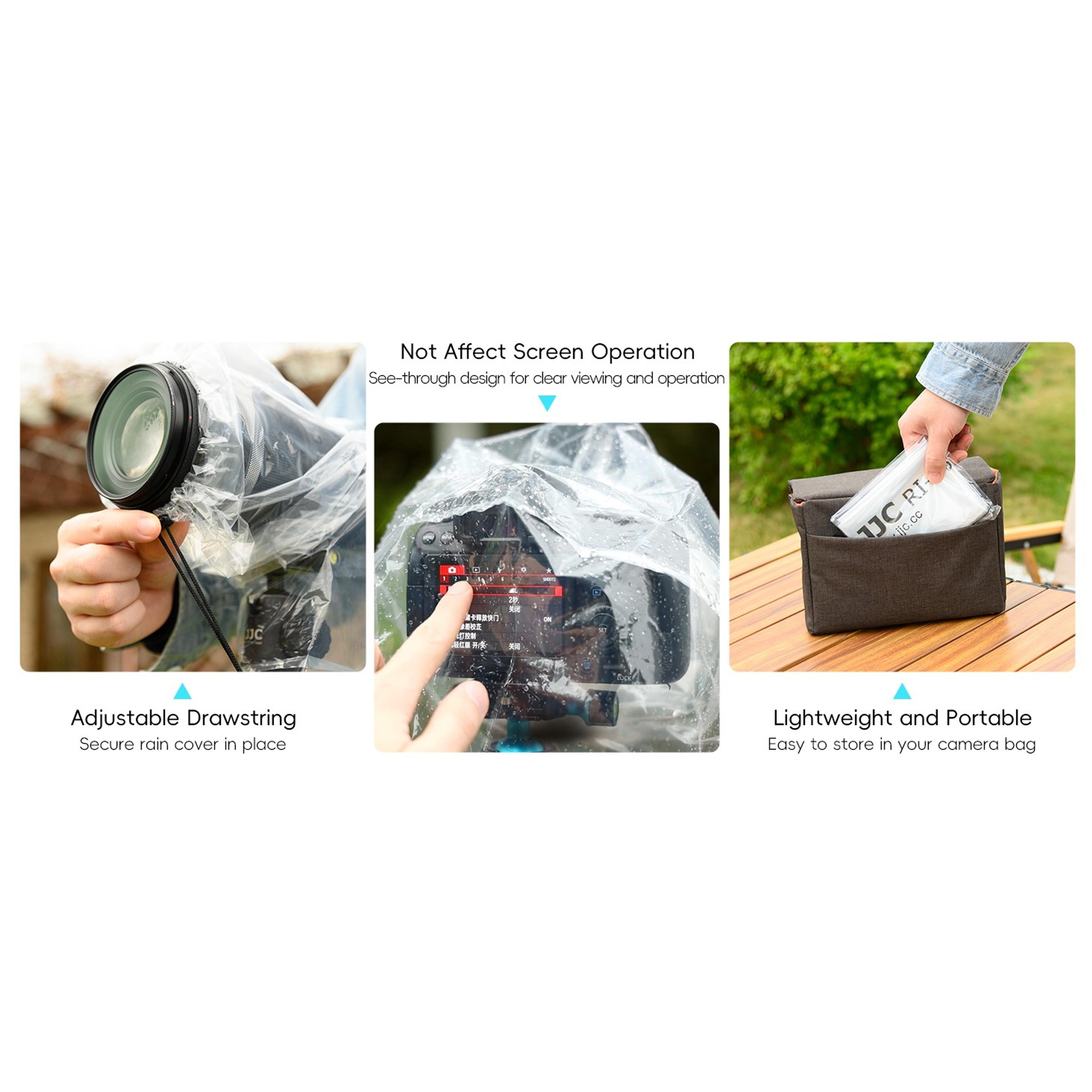 JJC Camera Rain Cover Sleeve for DSLR w/Lens up to 18", Waterproof, 2-Pack | Completely See-Through, Protects from Rain/Dust/Mud, PE Material, for Canon Nikon Fujifilm Sony Olympus Pentax Sigma DSLRGift