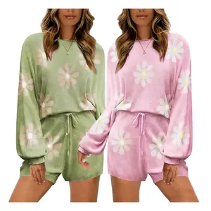 Knit Pajamas Set for Women Lounge Wear Sets Long Sleeve Sweatsuit Matching  runs small