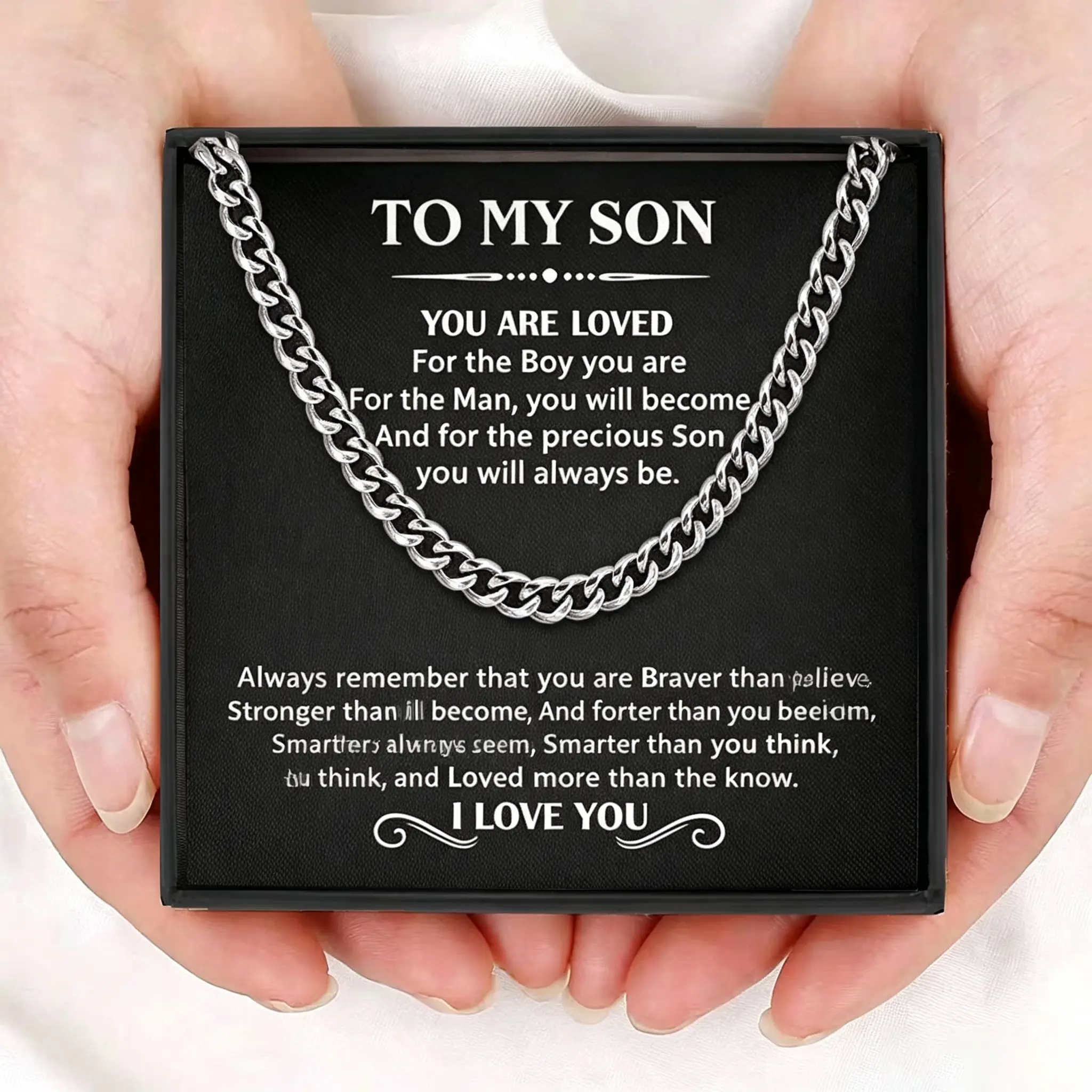 "to My Son" Stainless Steel Pendant Necklace, Birthday Gift, Valentine's Day Gift, Christmas Gift, with Card Packaging, the Perfect Gift for Loved Ones, Gifts For Him