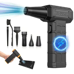 Portable Handheld Jet Fan Turbine Wind, USB Rechargeable, Powerful Air Blower, Multifunctional Jet Blower, Car Cleaning, Kitchen Ventilation, Dust Removal, 300000 Rpm