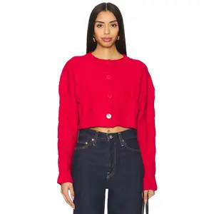 SNDYS Laine Cable Cardigan in Red