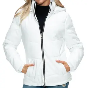 Pocketed Zip Up Puffer Jacket with Removable Hood Basic Outerwear Women's Lightweight Womenswear Coats