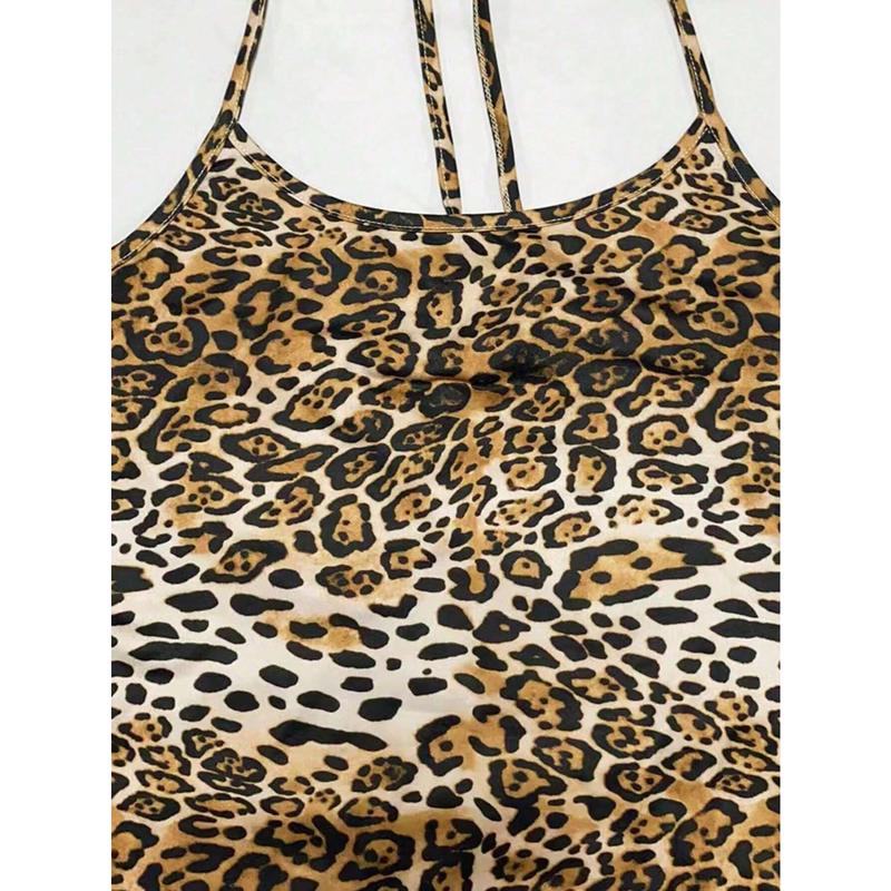 TRNVIE Women'S Leopard Print Halter Neck Style Dress Maxi Women Outfit SHEIN