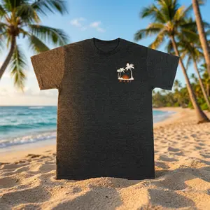 Maui Seaside Crew Neck Tee, Charcoal Heather, Premium Weight (S,M,L)