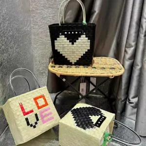 Marni Women's Colorful Woven Shopping Basket Handbag Crossbody Bag Travel Bag Beach Bag with Large Capacity for Shopping Travel Swimming